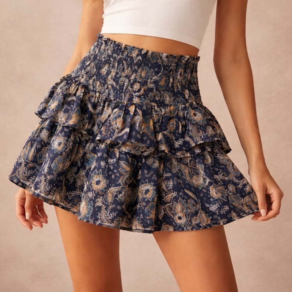 Patrons of Peace Navy Ruffled Mini Skort Size Small